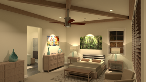 bed room lighting design virtual rendering